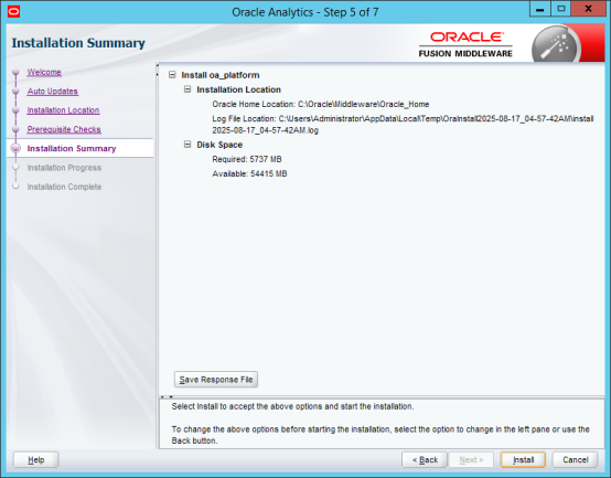 Oracle Analytics Server installation