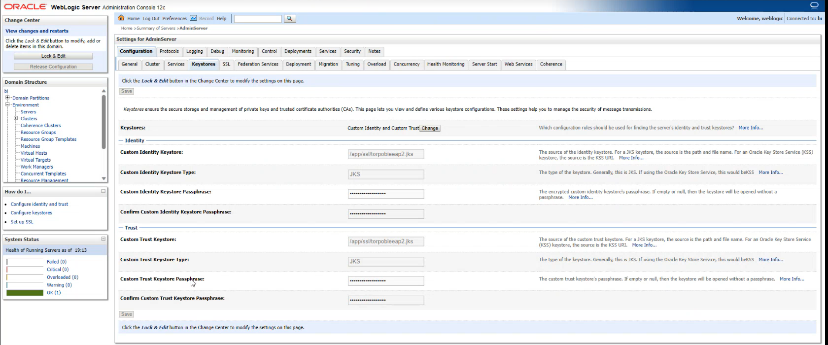 SSL Certificate for Oracle Business Intelligence 12c