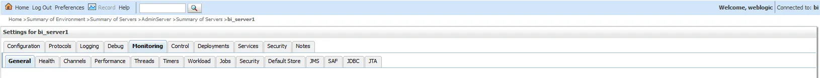 Monitor the admin server